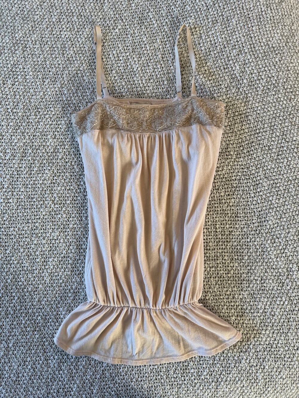 Vintage Y2K Abercrombie and Fitch Light Pink Babydoll embellished tank top - Picture 1 of 8
